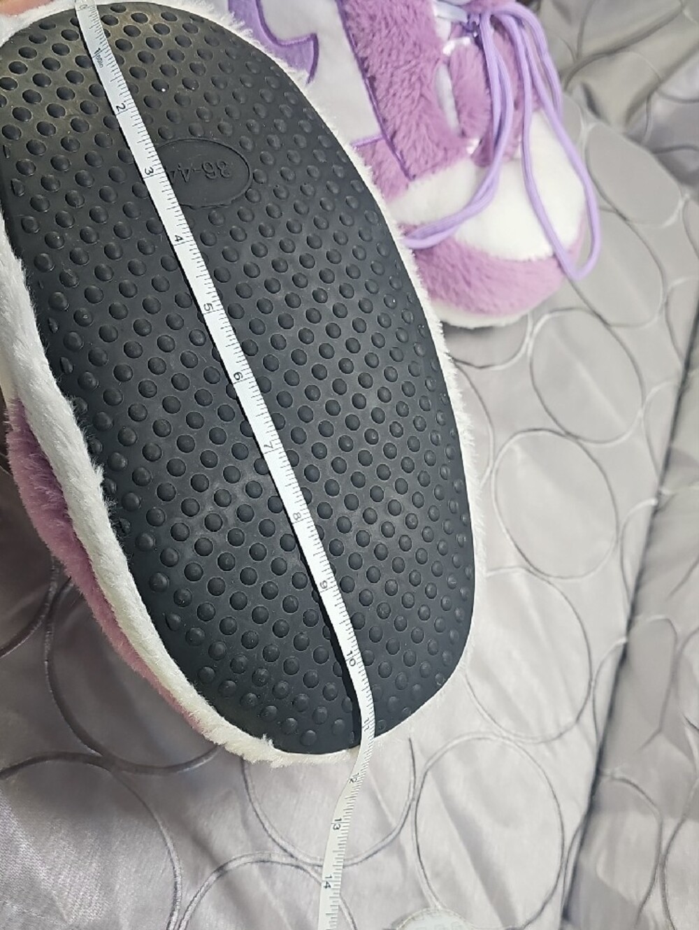 Jordan Lavender and White Plush Women's Slip-On Slippers - Picture 8 of 8